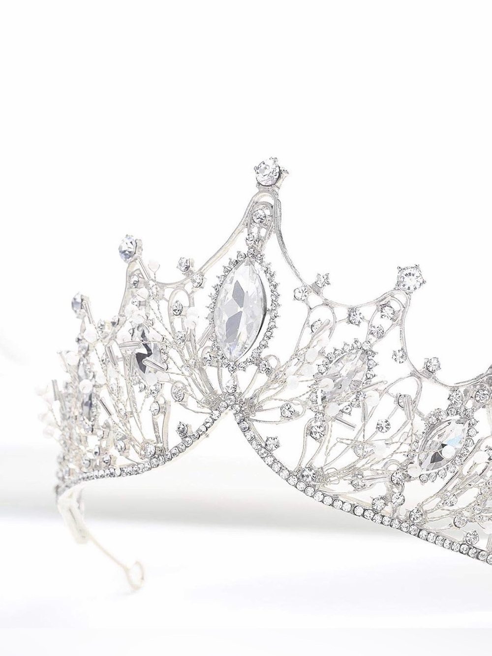 Silver tone Crystal Bridal/Pagent Tiara Crown - Elegant Sparkling Headpiece NWT - Picture 6 of 9